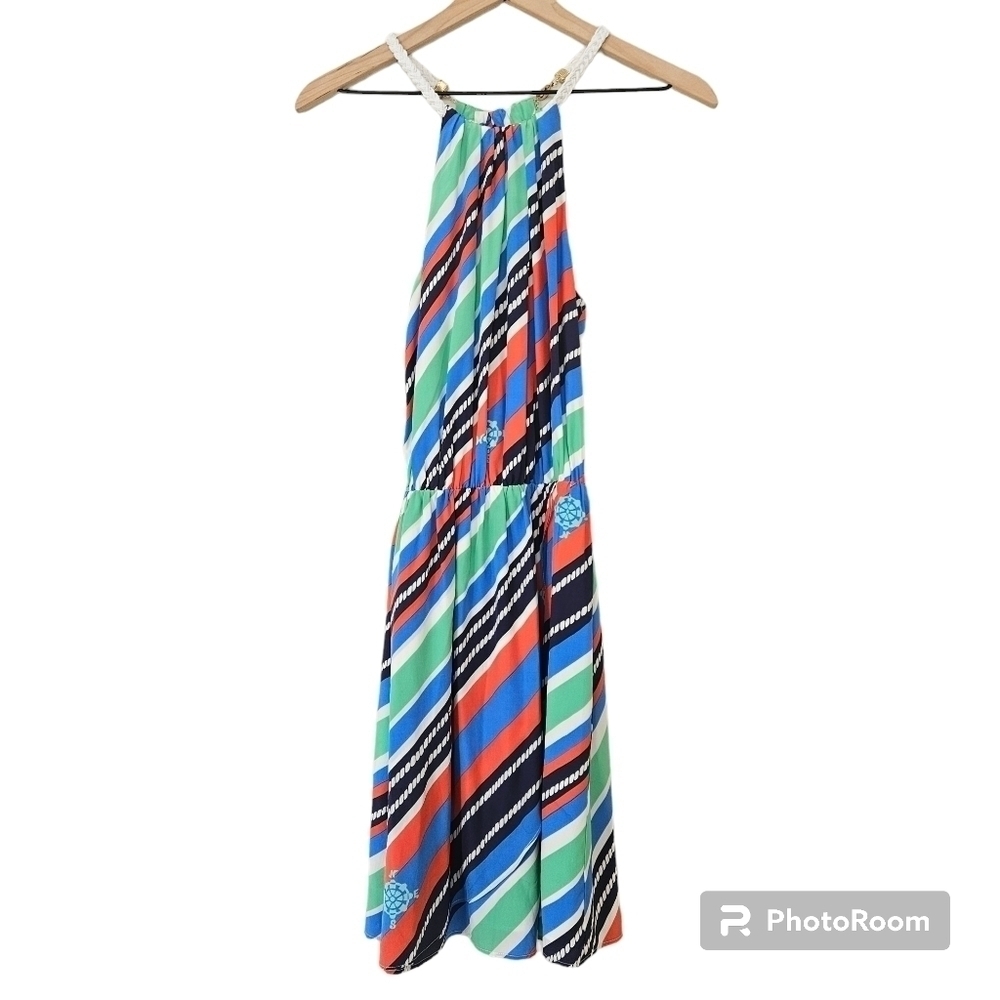 Lilly Pulitzer Kennet multicolor stripe lined silk dress size XS